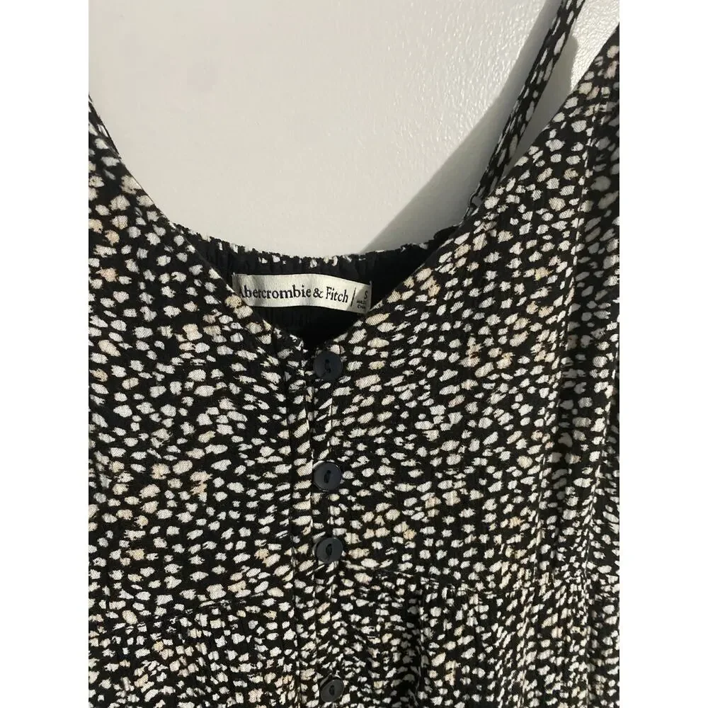Abercrombie & Fitch tiered midi dress women’s size S black button down ruffle